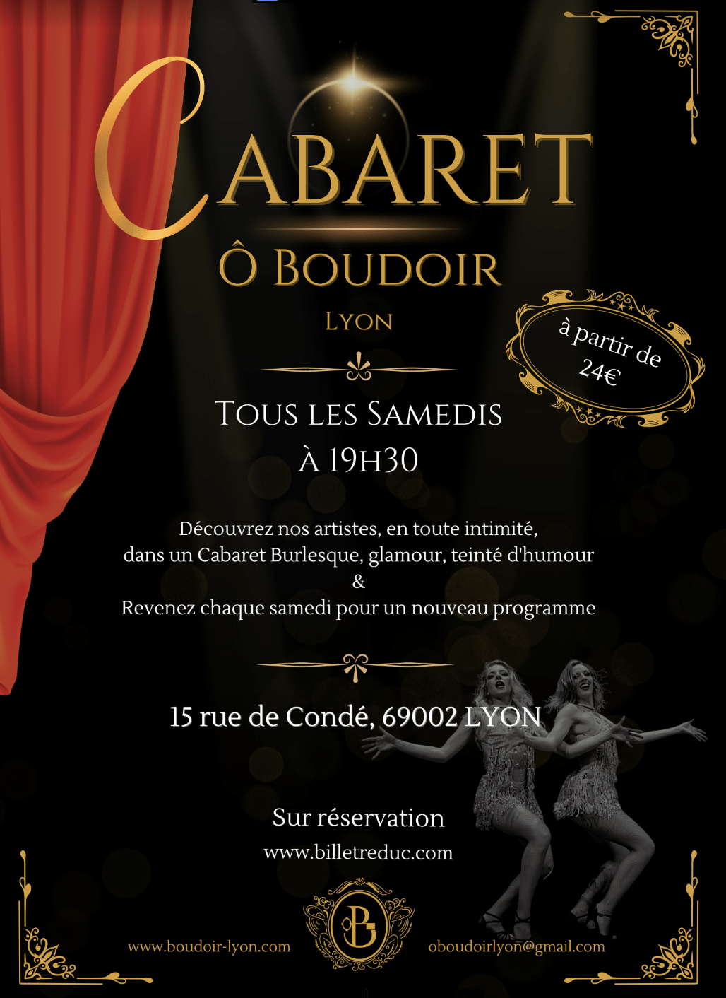 Chaque samedi, profitez d'une soirée Cabaret ! - Ô Boudoir Lyon